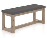 Canadel Loft Upholstered Bench 5070 in XU Faux Leather and 25 Pecan Washed, three-quarter view