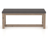 Canadel Loft Upholstered Bench 5070 in XU Faux Leather and 25 Pecan Washed, front view