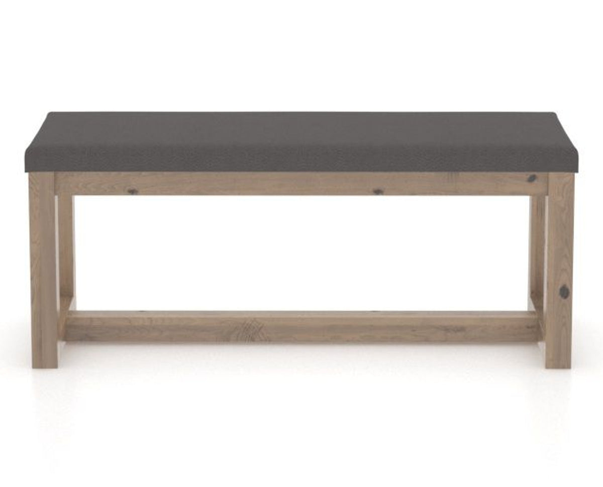 Canadel Loft Upholstered Bench 5070 in XU Faux Leather and 25 Pecan Washed, back view