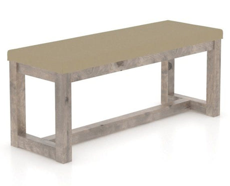 Canadel Loft Upholstered Bench 5070 in XY Faux Leather and 08 Shadow, three-quarter view