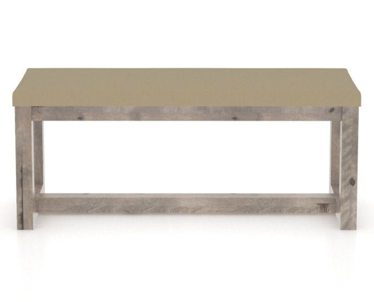 Canadel Loft Upholstered Bench 5070 in XY Faux Leather and 08 Shadow, back view