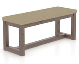 Canadel Loft Upholstered Bench 5070 in XY Faux Leather and 19 Cognac Washed, three-quarter view