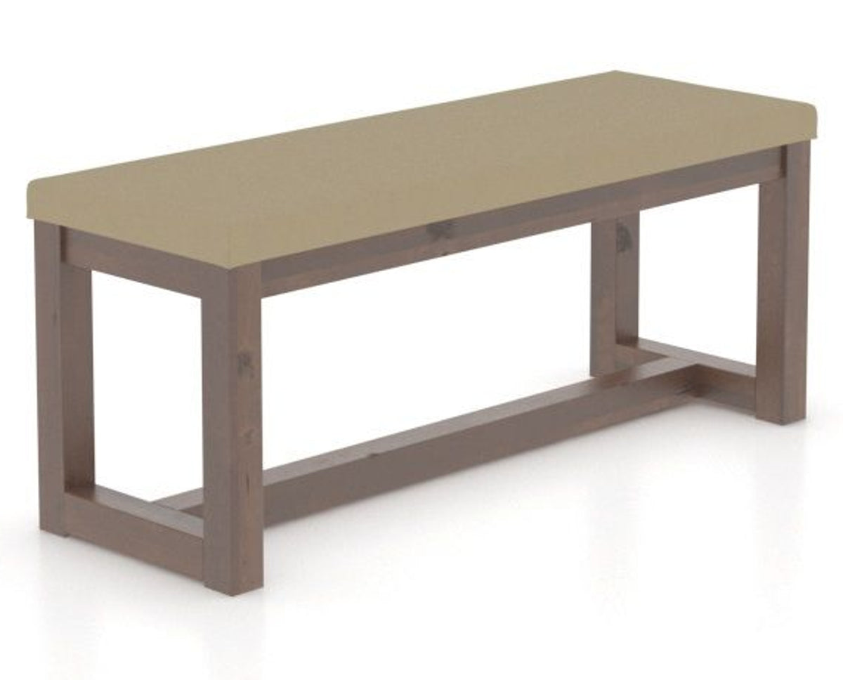 Canadel Loft Upholstered Bench 5070 in XY Faux Leather and 19 Cognac Washed, three-quarter view