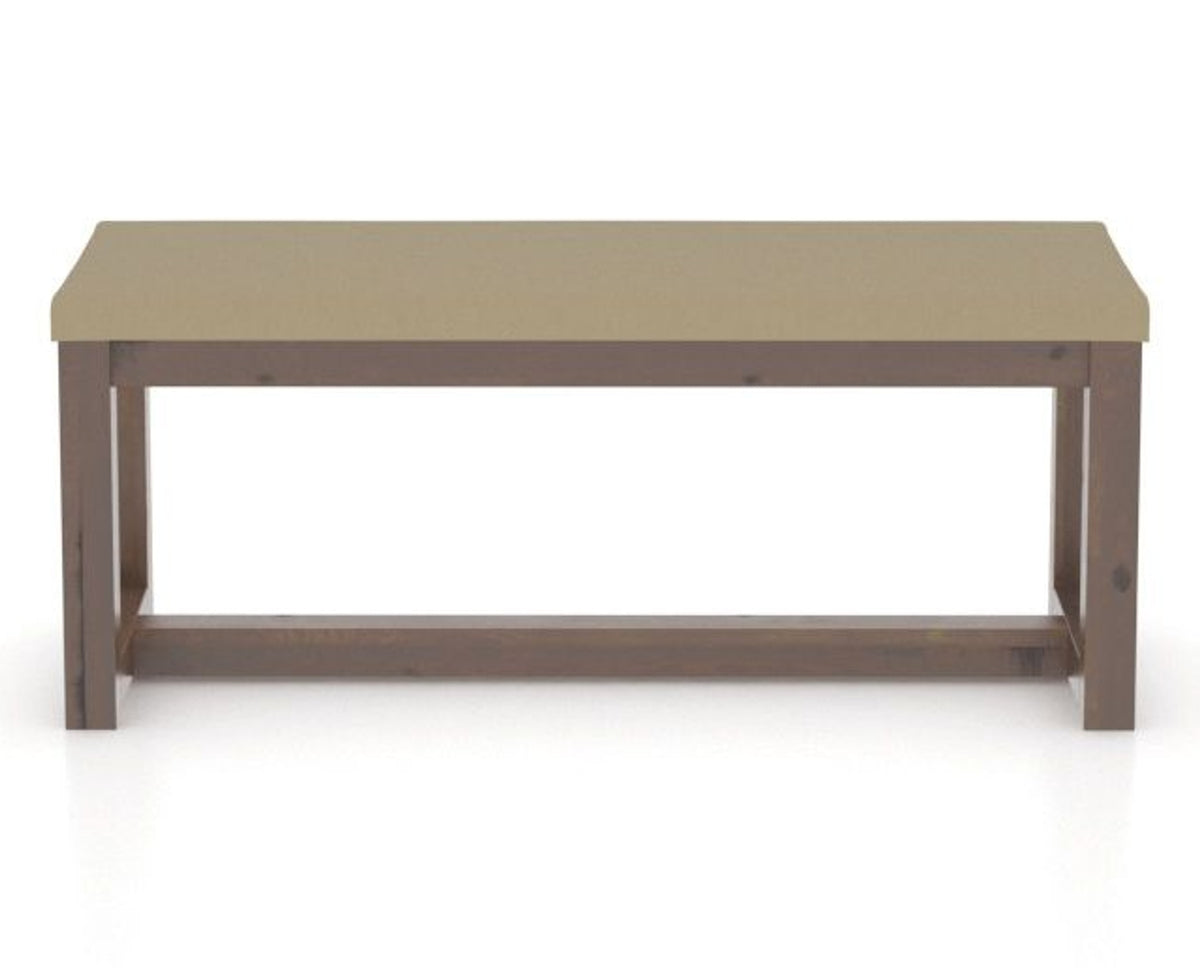 Canadel Loft Upholstered Bench 5070 in XY Faux Leather and 19 Cognac Washed, back view