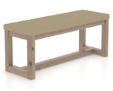 Canadel Loft Upholstered Bench 5070 in XY Faux Leather and 25 Pecan Washed, three-quarter view