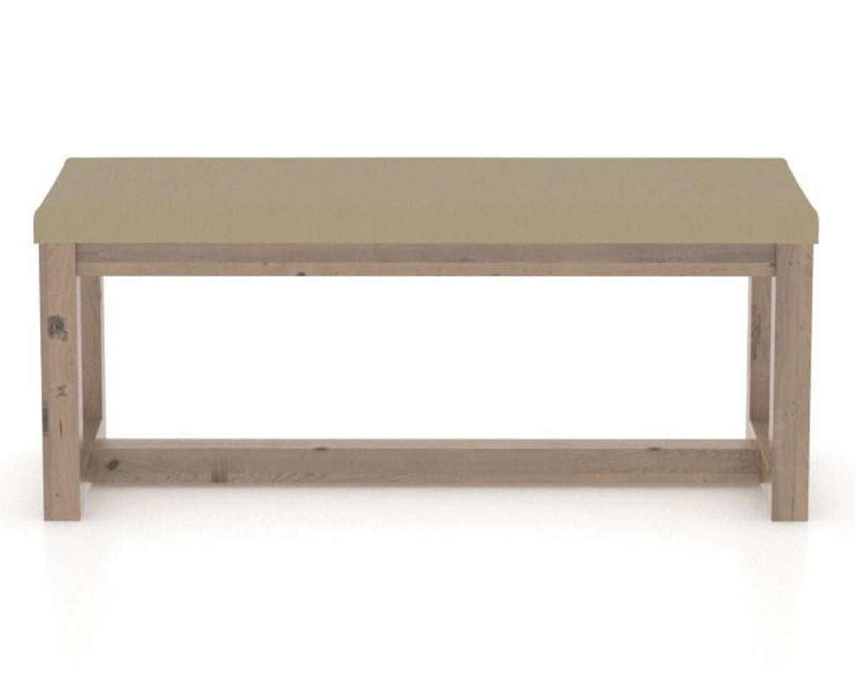 Canadel Loft Upholstered Bench 5070 in XY Faux Leather and 25 Pecan Washed, front view