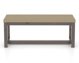 Canadel Loft Upholstered Bench 5070 in XY Faux Leather and 29 Hazelnut Washed, front view