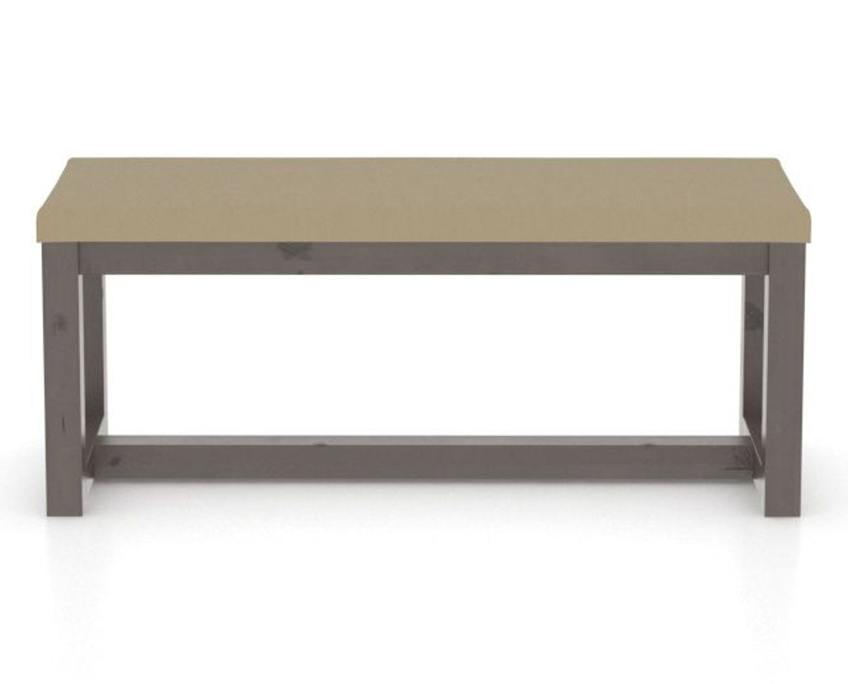 Canadel Loft Upholstered Bench 5070 in XY Faux Leather and 29 Hazelnut Washed, front view
