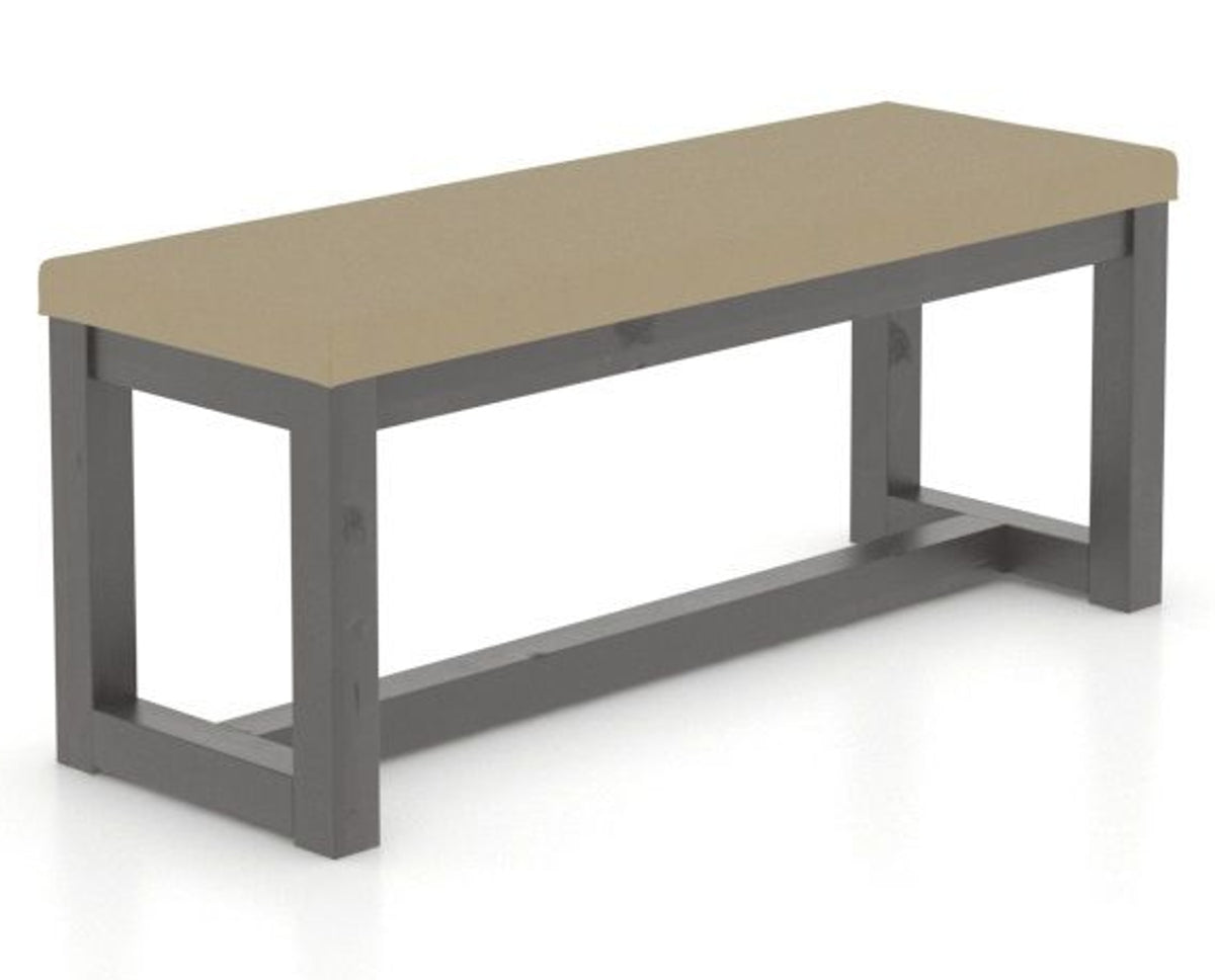 Canadel Loft Upholstered Bench 5070 in XY Faux Leather and 59 Davy's Grey, three-quarter view