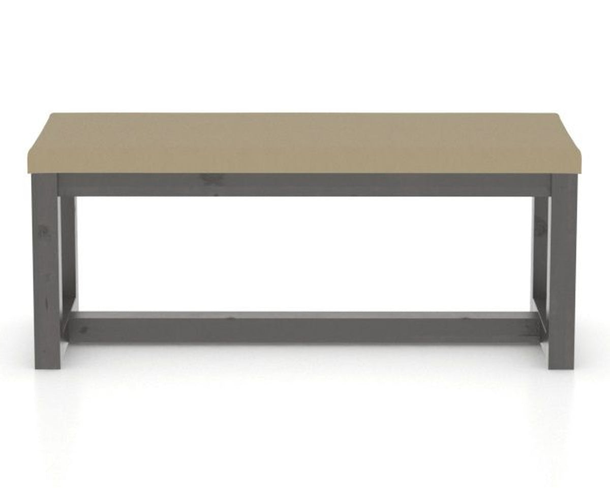 Canadel Loft Upholstered Bench 5070 in XY Faux Leather and 59 Davy's Grey, front view