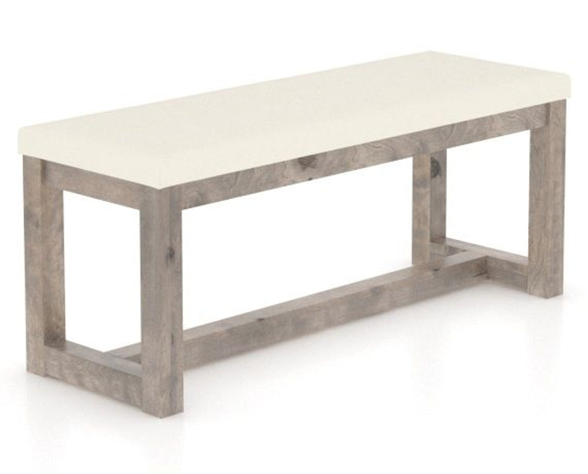 Canadel Loft Upholstered Bench 5070 in YJ Faux Leather and 08 Shadow, three-quarter view