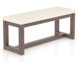 Canadel Loft Upholstered Bench 5070 in YJ Faux Leather and 19 Cognac Washed, three-quarter view