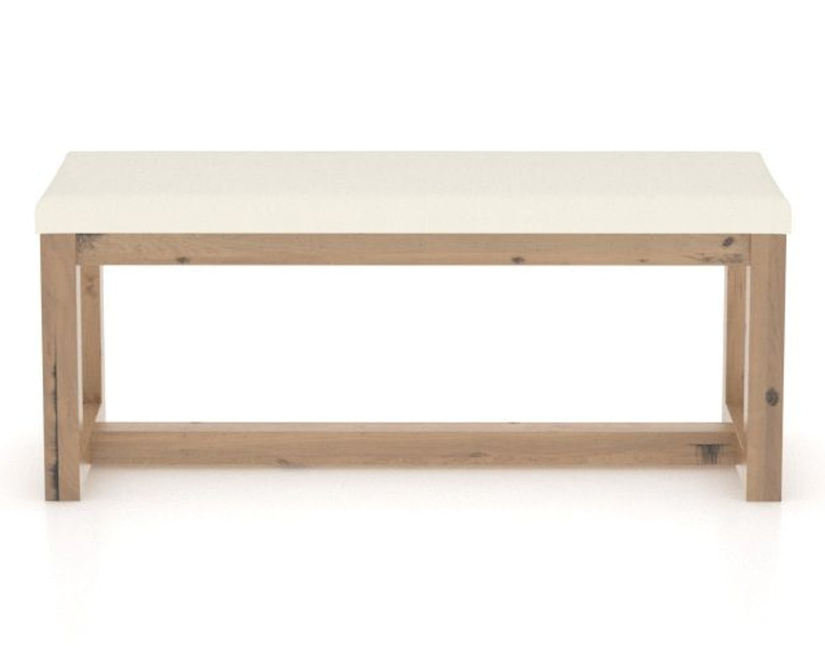 Canadel Loft Upholstered Bench 5070 in YJ Faux Leather and 20 Caramel Washed, back view