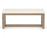 Canadel Loft Upholstered Bench 5070 in YJ Faux Leather and 25 Pecan Washed, front view
