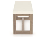 Canadel Loft Upholstered Bench 5070 in YJ Faux Leather and 25 Pecan Washed, side view