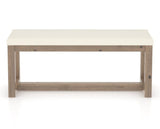 Canadel Loft Upholstered Bench 5070 in YJ Faux Leather and 25 Pecan Washed, back view