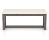 Canadel Loft Upholstered Bench 5070 in YJ Faux Leather and 29 Hazelnut Washed, front view