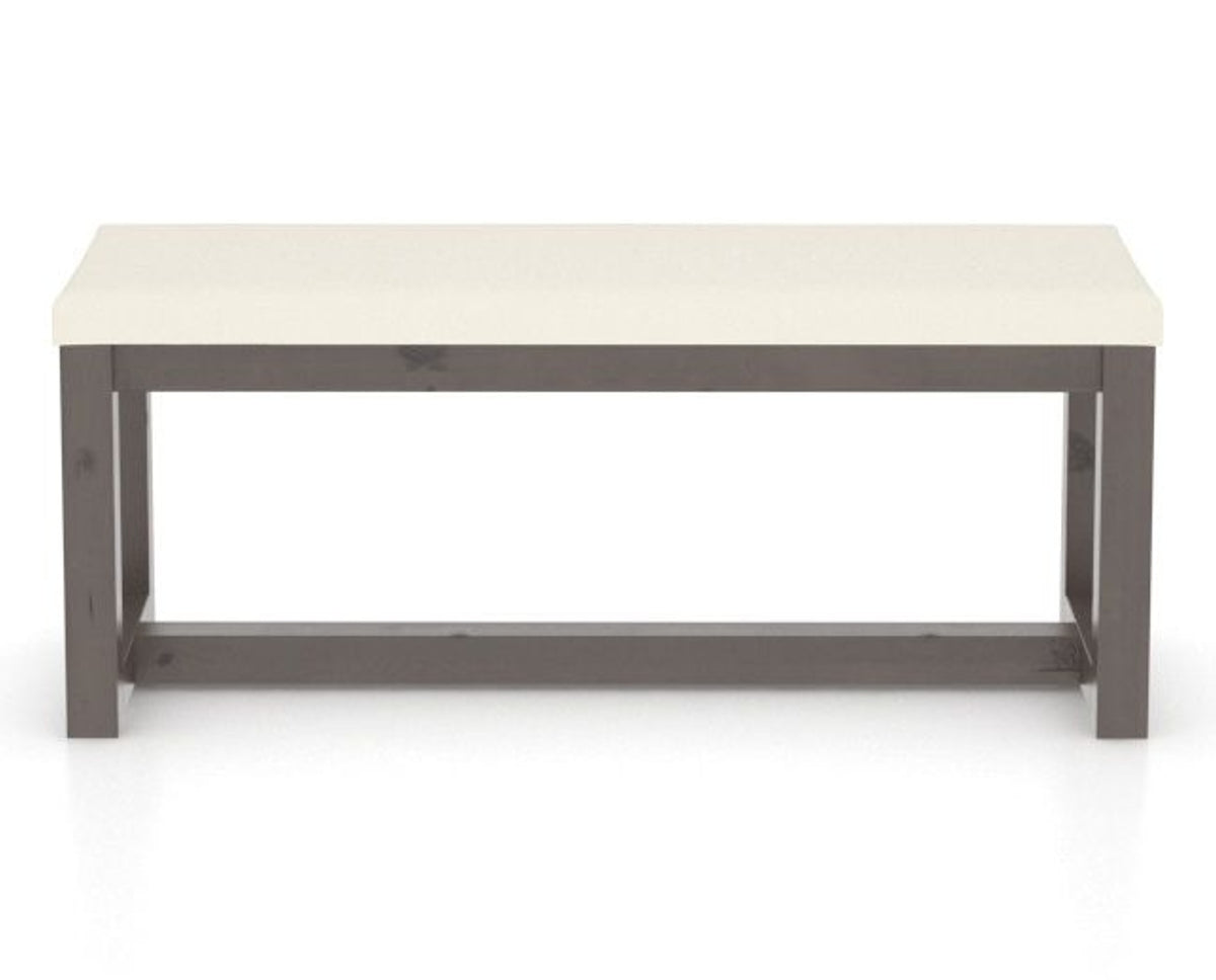 Canadel Loft Upholstered Bench 5070 in YJ Faux Leather and 29 Hazelnut Washed, front view