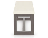 Canadel Loft Upholstered Bench 5070 in YJ Faux Leather and 29 Hazelnut Washed, side view
