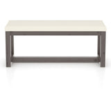 Canadel Loft Upholstered Bench 5070 in YJ Faux Leather and 29 Hazelnut Washed, back view