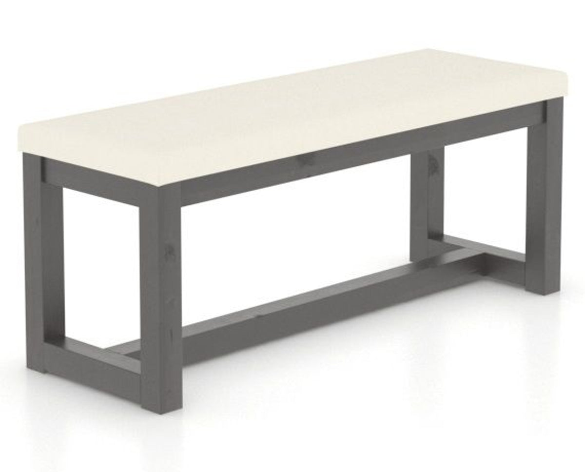 Canadel Loft Upholstered Bench 5070 in YJ Faux Leather and 59 Davy's Grey, three-quarter view