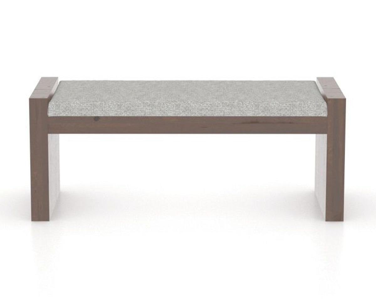 Canadel Loft Upholstered Bench 5073 in 7C Fabric and 19 Cognac Washed, back view