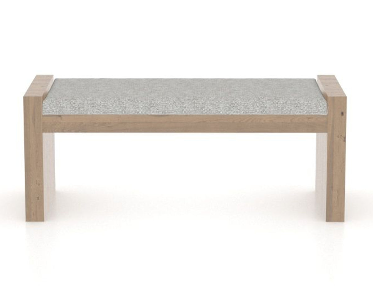 Canadel Loft Upholstered Bench 5073 in 7C Fabric and 25 Pecan Washed, front view