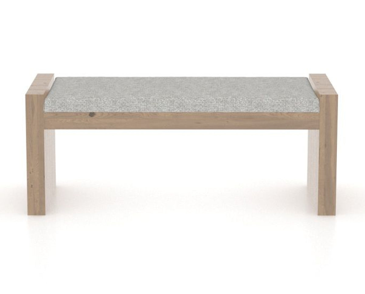 Canadel Loft Upholstered Bench 5073 in 7C Fabric and 25 Pecan Washed, back view