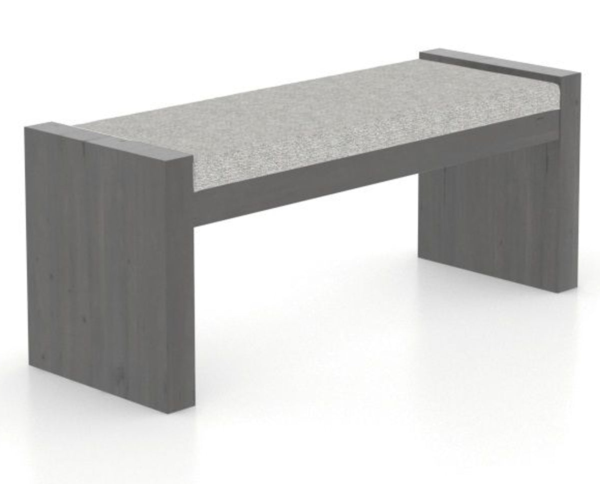 Canadel Loft Upholstered Bench 5073 in 7C Fabric and 59 Davy's Grey, three-quarter view
