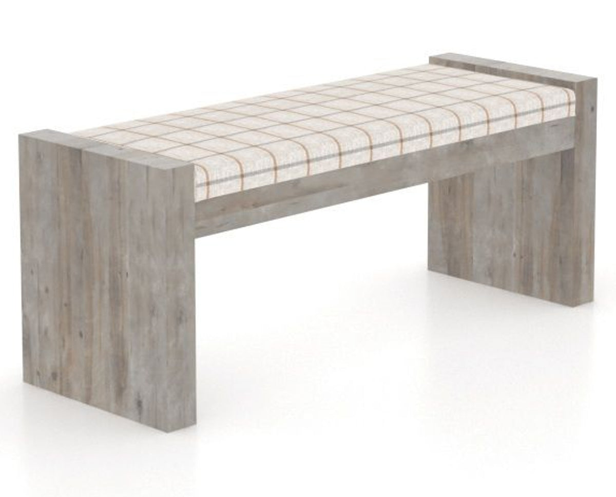 Canadel Loft Upholstered Bench 5073 in OZ Fabric and 08 Shadow, three-quarter view