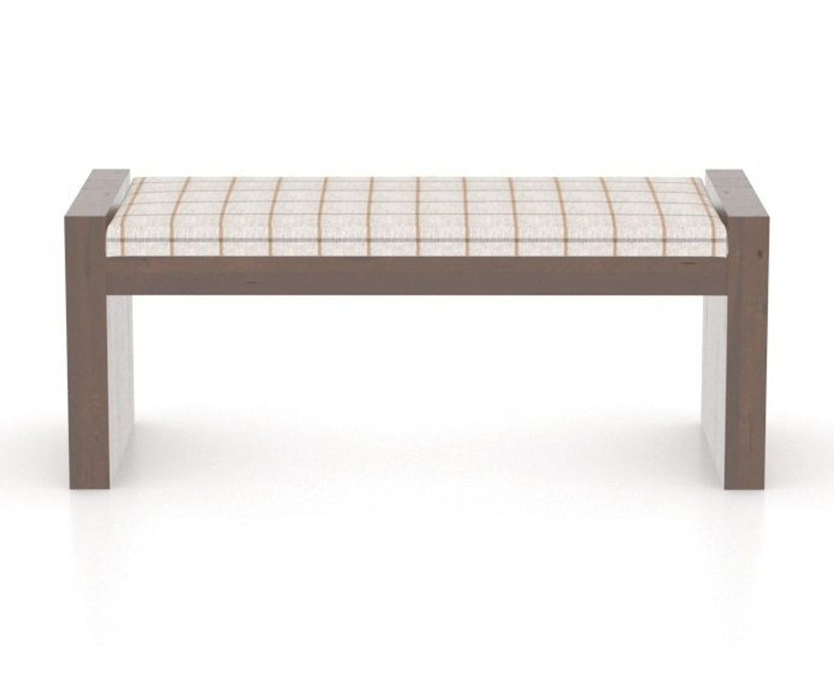 Canadel Loft Upholstered Bench 5073 in OZ Fabric and 19 Cognac Washed, front view