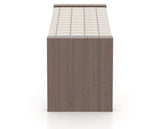 Canadel Loft Upholstered Bench 5073 in OZ Fabric and 19 Cognac Washed, side view