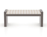 Canadel Loft Upholstered Bench 5073 in OZ Fabric and 29 Hazelnut Washed, front view