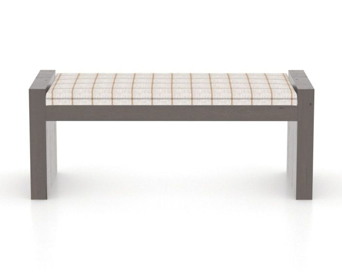 Canadel Loft Upholstered Bench 5073 in OZ Fabric and 29 Hazelnut Washed, front view