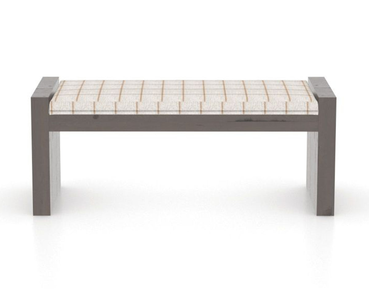 Canadel Loft Upholstered Bench 5073 in OZ Fabric and 29 Hazelnut Washed, back view