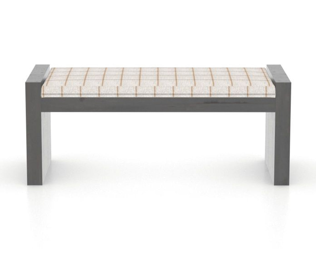 Canadel Loft Upholstered Bench 5073 in OZ Fabric and 59 Davy's Grey, back view
