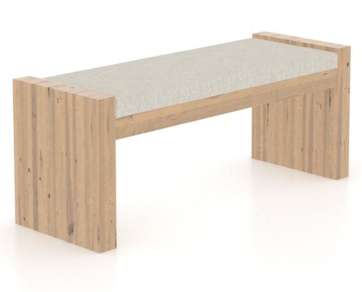 Canadel Loft Upholstered Bench 5073 in TB Fabric and 20 Caramel Washed, three-quarter view