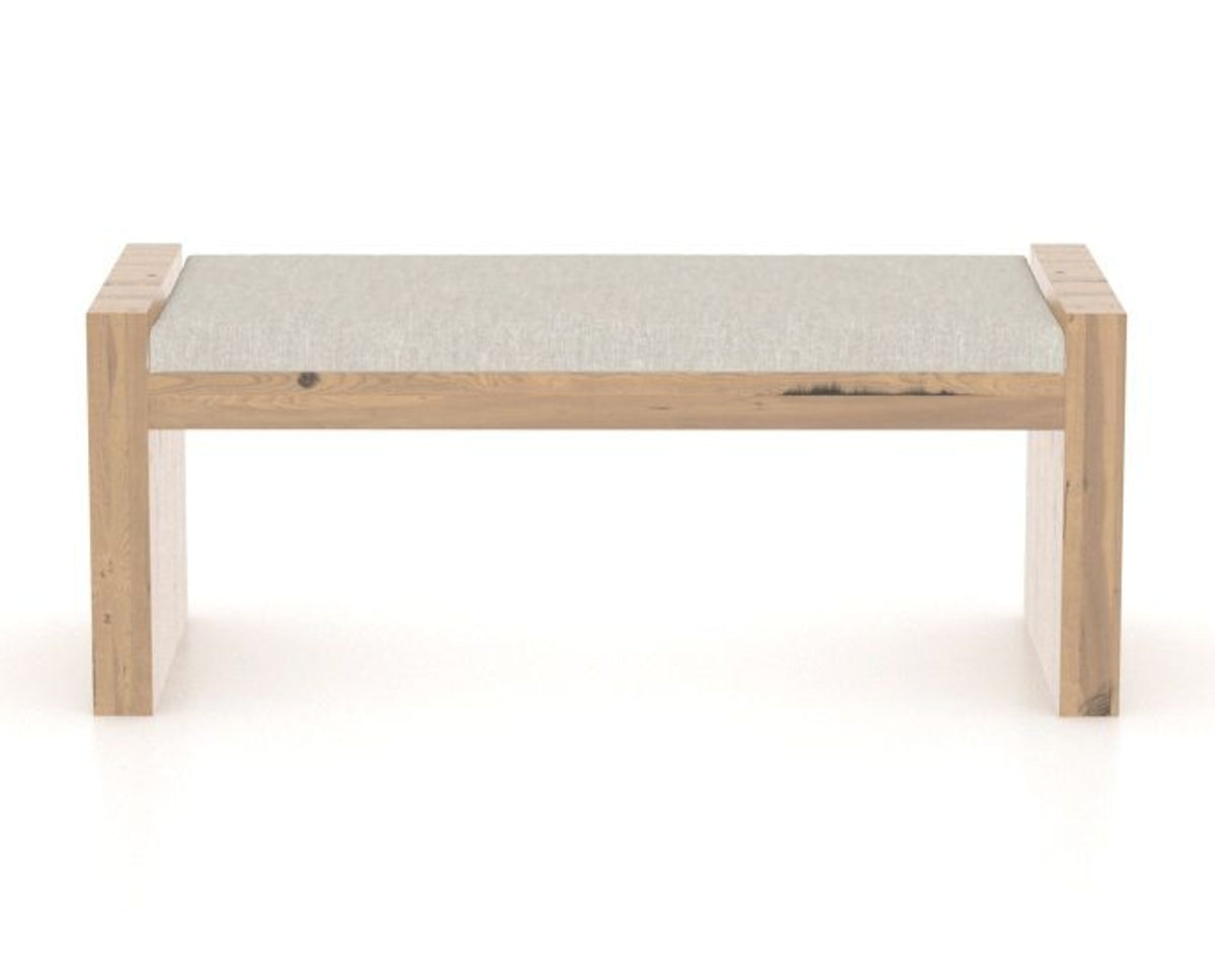 Canadel Loft Upholstered Bench 5073 in TB Fabric and 20 Caramel Washed, back view