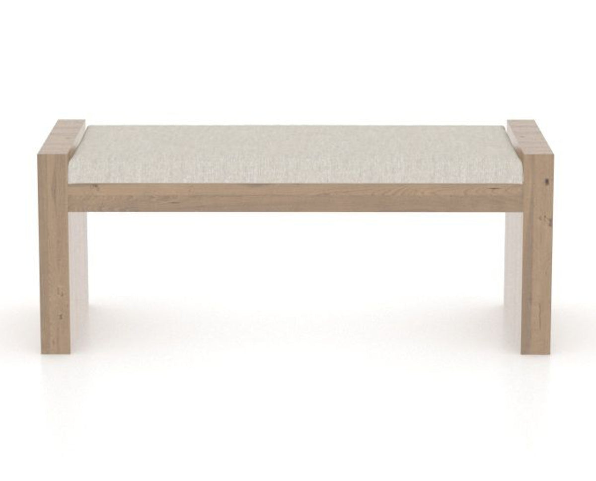 Canadel Loft Upholstered Bench 5073 in TB Fabric and 25 Pecan Washed, front view