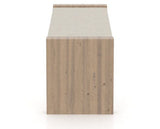 Canadel Loft Upholstered Bench 5073 in TB Fabric and 25 Pecan Washed, side view