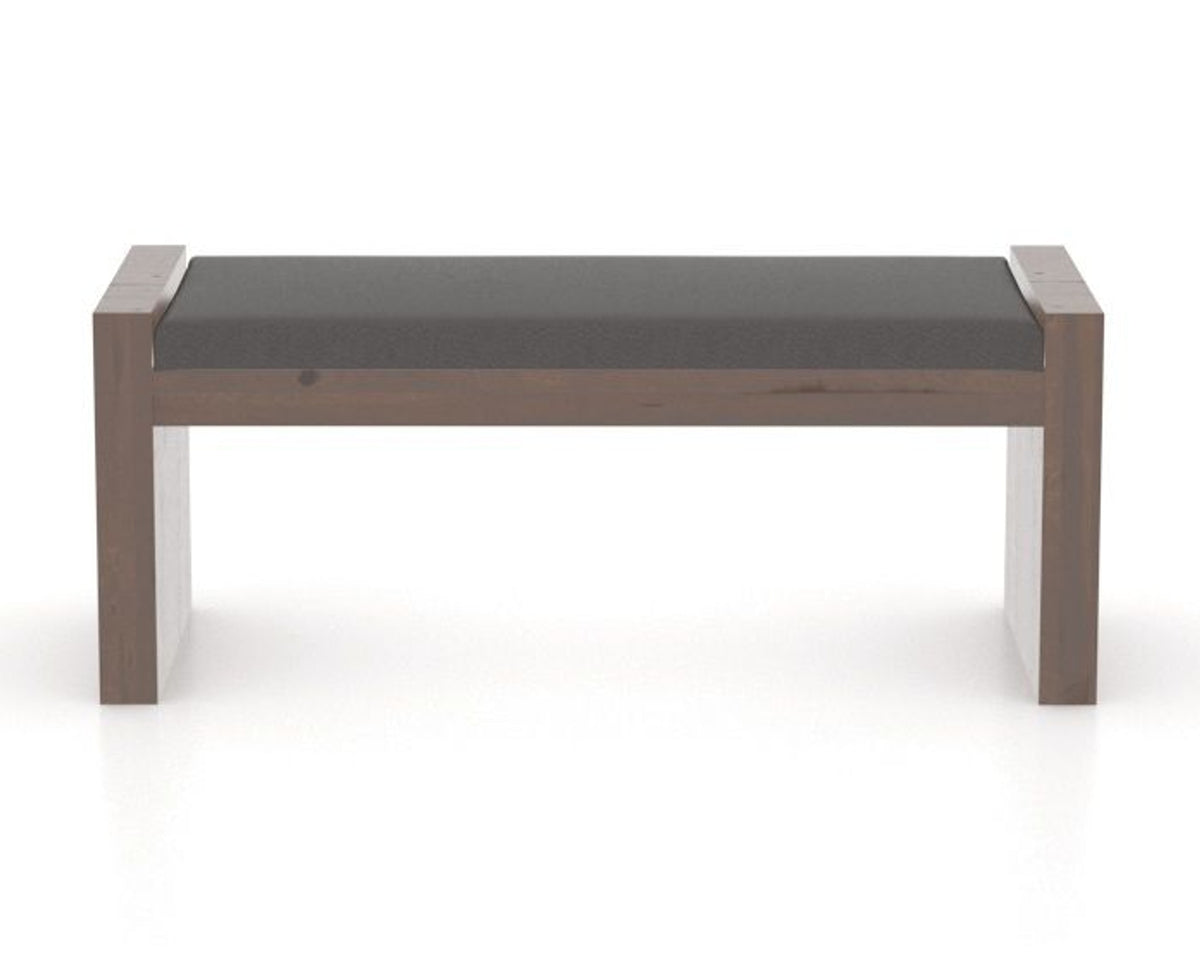 Canadel Loft Upholstered Bench 5073 in XU Faux Leather and 19 Cognac Washed, back view