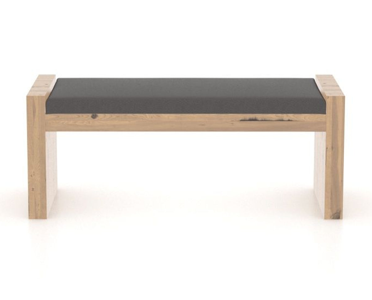 Canadel Loft Upholstered Bench 5073 in XU Faux Leather and 20 Caramel Washed, back view