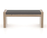Canadel Loft Upholstered Bench 5073 in XU Faux Leather and 25 Pecan Washed, back view