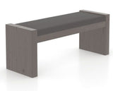 Canadel Loft Upholstered Bench 5073 in XU Faux Leather and 29 Hazelnut Washed, three-quarter view