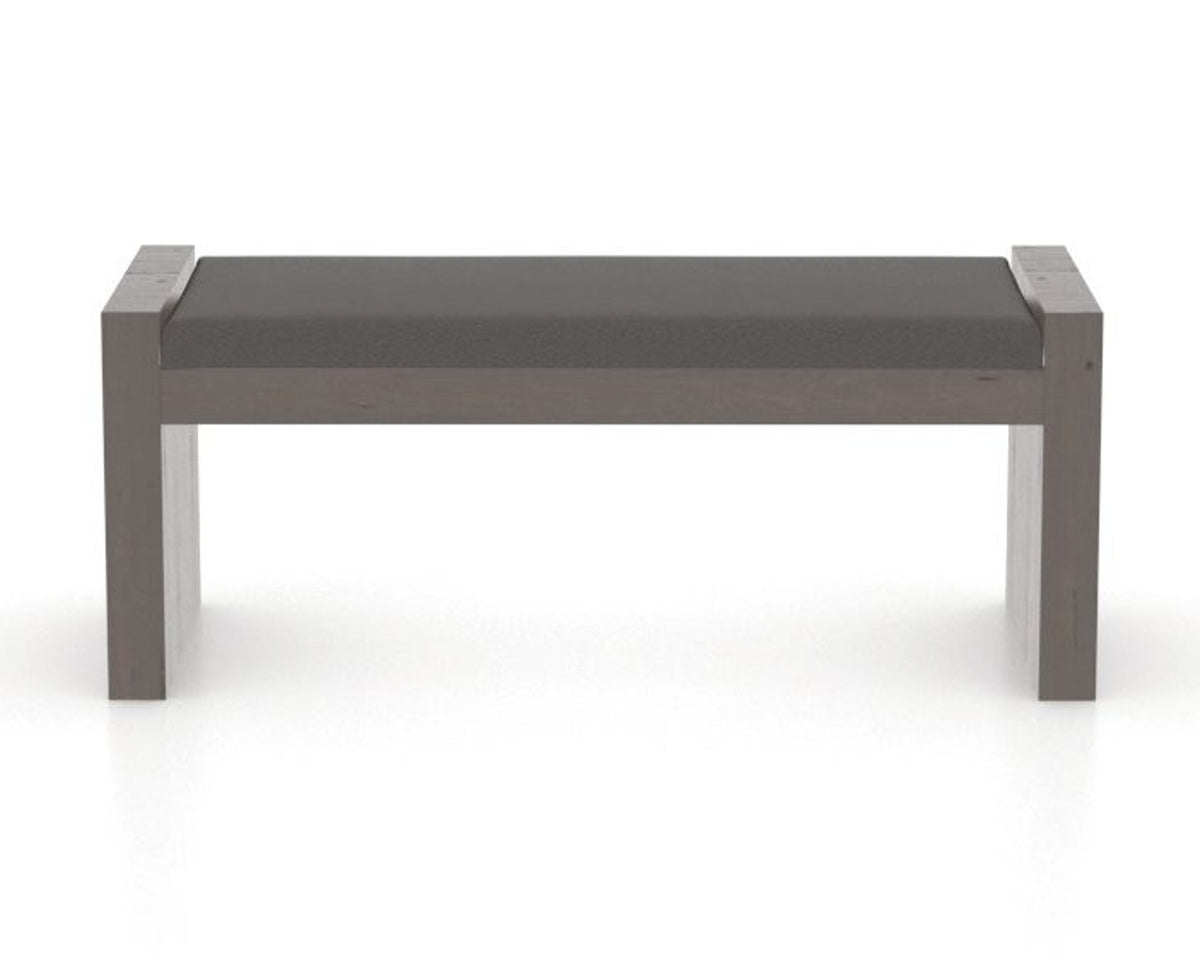 Canadel Loft Upholstered Bench 5073 in XU Faux Leather and 29 Hazelnut Washed, front view