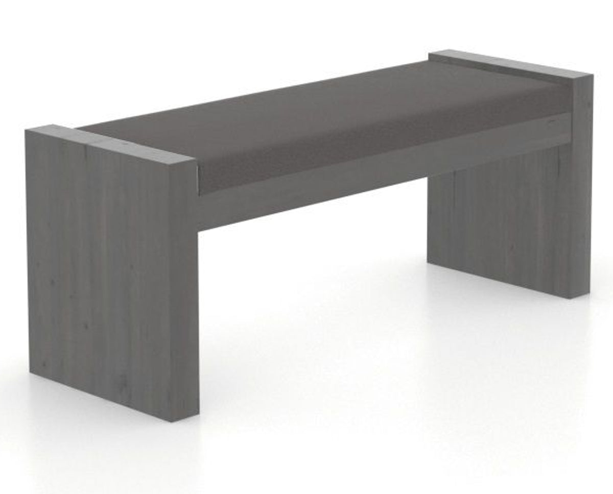 Canadel Loft Upholstered Bench 5073 in XU Faux Leather and 59 Davy's Grey, three-quarter view