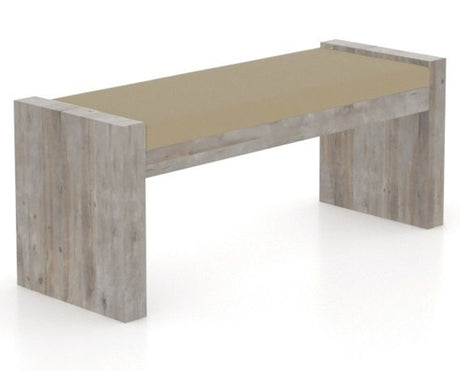 Canadel Loft Upholstered Bench 5073 in XY Faux Leather and 08 Shadow, three-quarter view