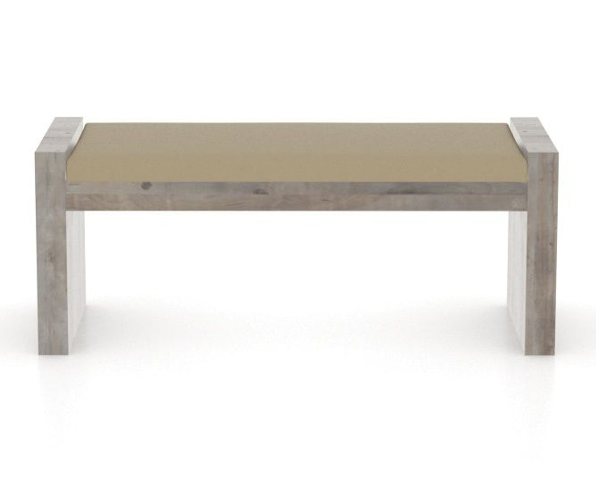 Canadel Loft Upholstered Bench 5073 in XY Faux Leather and 08 Shadow, back view