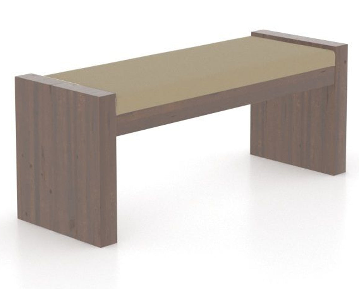 Canadel Loft Upholstered Bench 5073 in XY Faux Leather and 19 Cognac Washed, three-quarter view