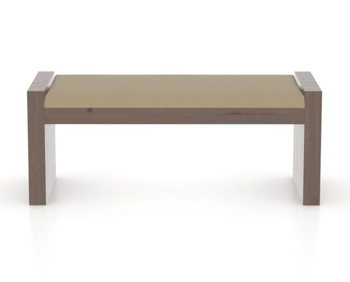 Canadel Loft Upholstered Bench 5073 in XY Faux Leather and 19 Cognac Washed, back view